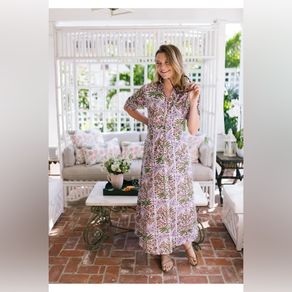The India Amory Shirt Dress - Mughal Jardin
